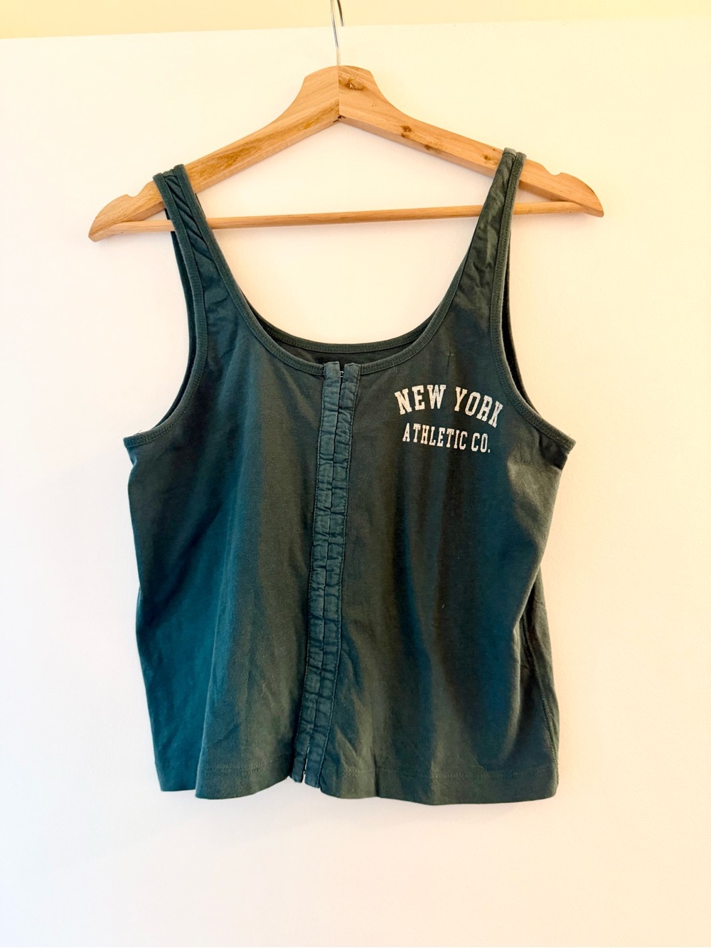Pilcro Dark Green Scoop Neck Tank with Corset Hook and Eye Front Size Small
